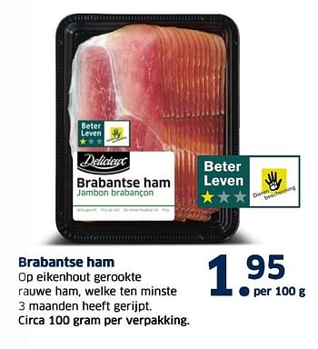 Aanbiedingen Brabantse ham - Delicieux - Geldig van 13/12/2016 tot 31/12/2016 bij Lidl