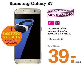 Aanbiedingen Samsung galaxy s7 onbeperkt bellen onbeperkt sms`en 6000 mb - Samsung - Geldig van 09/12/2016 tot 31/12/2016 bij Telecombinatie