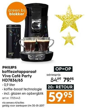 Aanbiedingen Philips koffiezetapparaat viva café party hd7836-65 - Philips - Geldig van 17/12/2016 tot 31/12/2016 bij Blokker