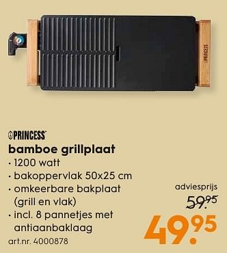 Aanbiedingen Princess bamboe grillplaat - Princess - Geldig van 17/12/2016 tot 31/12/2016 bij Blokker