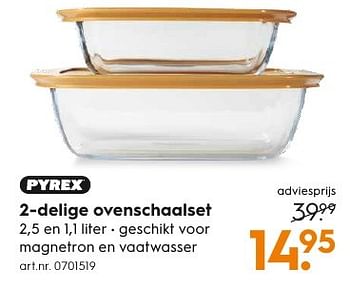 Aanbiedingen Pyrex 2-delige ovenschaalset - Pyrex - Geldig van 17/12/2016 tot 31/12/2016 bij Blokker