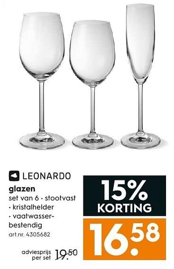 Aanbiedingen Leonardo glazen - Leonardo - Geldig van 17/12/2016 tot 31/12/2016 bij Blokker
