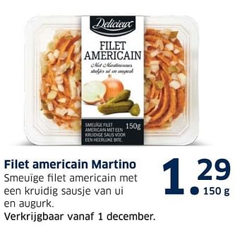 Aanbiedingen Filet americain martino - Delicieux - Geldig van 13/12/2016 tot 31/12/2016 bij Lidl