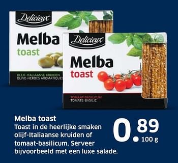 Aanbiedingen Melba toast - Delicieux - Geldig van 13/12/2016 tot 31/12/2016 bij Lidl