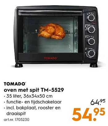 Gevlekt Vriendelijkheid Smerig Tomado Tomado oven met spit tm-5529 - Promotie bij Blokker