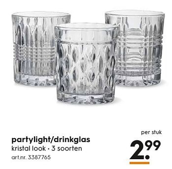 Aanbiedingen Partylight-drinkglas - Huismerk - Blokker - Geldig van 17/12/2016 tot 31/12/2016 bij Blokker