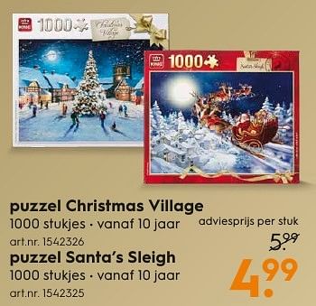 Aanbiedingen Puzzel christmas village - King - Geldig van 17/12/2016 tot 31/12/2016 bij Blokker