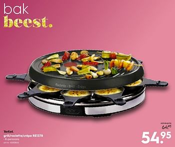 Aanbiedingen Tefal grill-raclette-crêpe re1378 - Tefal - Geldig van 17/12/2016 tot 31/12/2016 bij Blokker