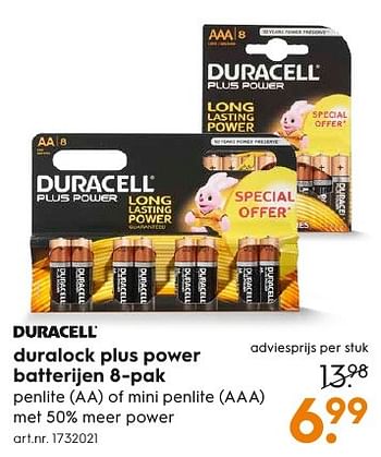 Aanbiedingen Duracell duralock plus power batterijen 8-pak - Duracell - Geldig van 17/12/2016 tot 31/12/2016 bij Blokker