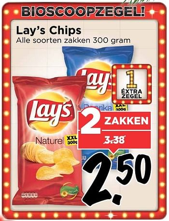 Aanbiedingen Lay`s chips - Lay's - Geldig van 25/12/2016 tot 31/12/2016 bij Vomar