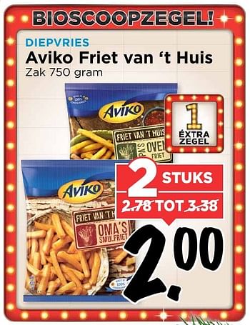 Aanbiedingen Aviko friet van `t huis - Aviko - Geldig van 25/12/2016 tot 31/12/2016 bij Vomar