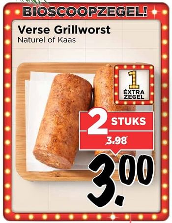 Aanbiedingen Verse grillworst naturel of kaas - Huismerk Vomar - Geldig van 25/12/2016 tot 31/12/2016 bij Vomar