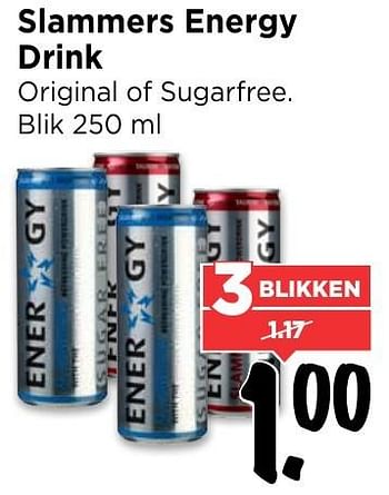 Aanbiedingen Slammers energy drink original of sugarfree - Slammers - Geldig van 25/12/2016 tot 31/12/2016 bij Vomar