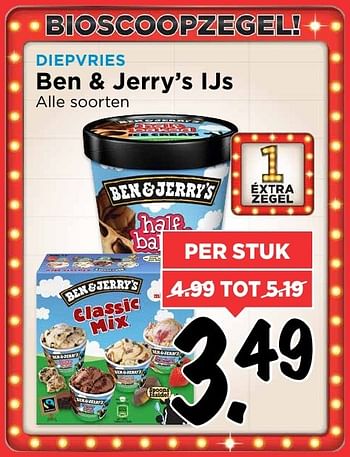 Aanbiedingen Ben + jerry`s ijs - Ben&amp;Jerry's - Geldig van 25/12/2016 tot 31/12/2016 bij Vomar