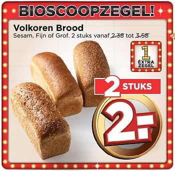 Aanbiedingen Volkoren brood sesam, fijn of grof - Huismerk Vomar - Geldig van 25/12/2016 tot 31/12/2016 bij Vomar