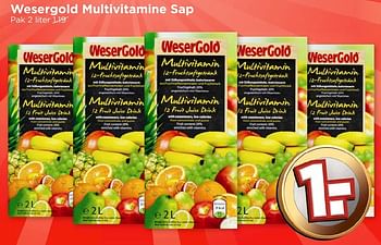 Aanbiedingen Wesergold multivitamine sap - Wesergold - Geldig van 25/12/2016 tot 31/12/2016 bij Vomar