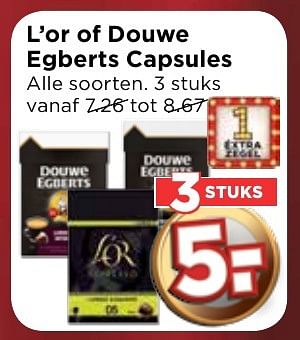 Aanbiedingen L`or of douwe egberts capsules - Douwe Egberts - Geldig van 25/12/2016 tot 31/12/2016 bij Vomar