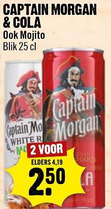 Aanbiedingen Captain morgan + cola ook mojito - Captain Morgan - Geldig van 25/12/2016 tot 31/12/2016 bij Dirk III