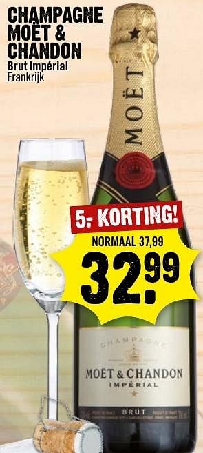 Aanbiedingen Champagne moet + chandon brut impérial frankrijk - Moet &amp; Chandon - Geldig van 25/12/2016 tot 31/12/2016 bij Dirk III