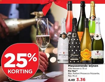 Aanbiedingen Polloni prosecco frizzante - Schuimwijnen - Geldig van 25/12/2016 tot 31/12/2016 bij Plus