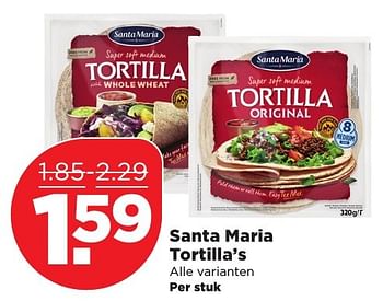 Aanbiedingen Santa maria tortilla`s - Santa Maria - Geldig van 25/12/2016 tot 31/12/2016 bij Plus