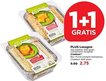 Aanbiedingen Plus lasagne bolognese - Huismerk - Plus - Geldig van 25/12/2016 tot 31/12/2016 bij Plus