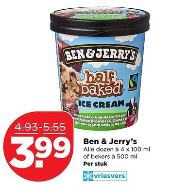 Aanbiedingen Ben + jerry`s - Ben&amp;Jerry's - Geldig van 25/12/2016 tot 31/12/2016 bij Plus