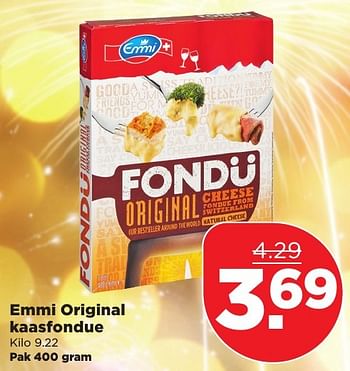 Aanbiedingen Emmi original kaasfondue - Emmi - Geldig van 25/12/2016 tot 31/12/2016 bij Plus