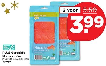 Aanbiedingen Plus gerookte noorse zalm - Huismerk - Plus - Geldig van 25/12/2016 tot 31/12/2016 bij Plus