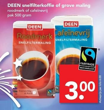Aanbiedingen Deen snelfilterkoffie of grove maling - Huismerk deen supermarkt - Geldig van 26/12/2016 tot 31/12/2016 bij Deen Supermarkten