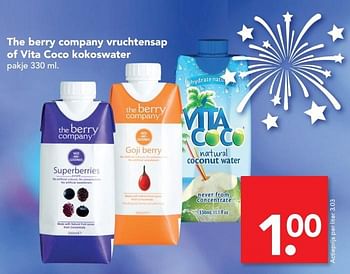 Aanbiedingen The berry company vruchtensap of vita coco kokoswater - The berry company - Geldig van 26/12/2016 tot 31/12/2016 bij Deen Supermarkten