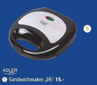 Aanbiedingen Adler sandwichmaker. - Adler - Geldig van 19/12/2016 tot 31/12/2016 bij Formido