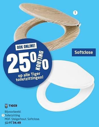Aanbiedingen Toiletzitting mdf. steigerhout. softclose - Tiger - Geldig van 19/12/2016 tot 31/12/2016 bij Formido