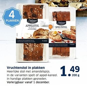 Aanbiedingen Vruchtenstol in plakken - Delicieux - Geldig van 13/12/2016 tot 31/12/2016 bij Lidl