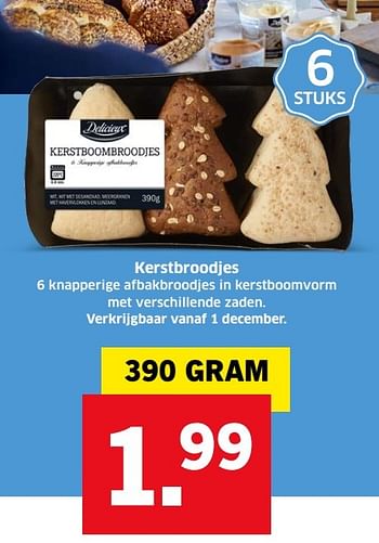 Aanbiedingen Kerstbroodjes - Delicieux - Geldig van 13/12/2016 tot 31/12/2016 bij Lidl