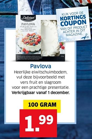 Aanbiedingen Pavlova - Delicieux - Geldig van 13/12/2016 tot 31/12/2016 bij Lidl