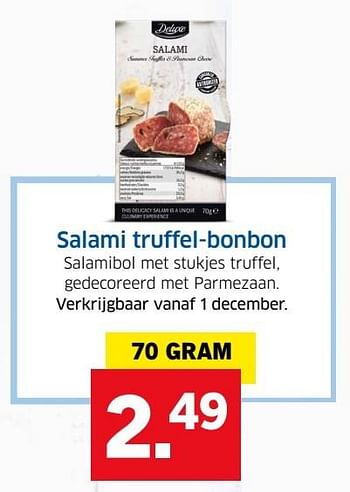 Aanbiedingen Salami truffel-bonbon - Deluxe - Geldig van 13/12/2016 tot 31/12/2016 bij Lidl