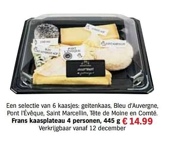 Aanbiedingen Frans kaasplateau 4 personen - Huismerk - Albert Heijn - Geldig van 13/12/2016 tot 31/12/2016 bij Albert Heijn