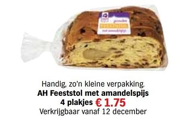 Aanbiedingen Ah feeststol met amandelspijs - Huismerk - Albert Heijn - Geldig van 13/12/2016 tot 31/12/2016 bij Albert Heijn