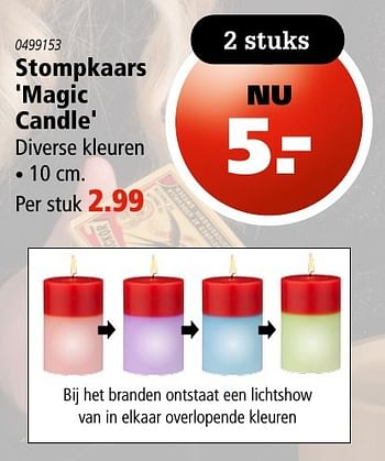 Aanbiedingen Stompkaars magic candle - Huismerk - Marskramer - Geldig van 15/12/2016 tot 31/12/2016 bij Marskramer