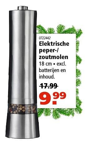 Aanbiedingen Elektrische peper-- zoutmolen - Huismerk - Marskramer - Geldig van 15/12/2016 tot 31/12/2016 bij Marskramer