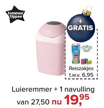 Aanbiedingen Luieremmer + 1 navulling - Tommee Tippee - Geldig van 16/12/2016 tot 31/12/2016 bij Baby-Dump