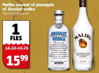 Aanbiedingen Malibu coconut of pineapple of absolut vodka - Huismerk Poiesz - Geldig van 27/12/2016 tot 31/12/2016 bij Poiesz