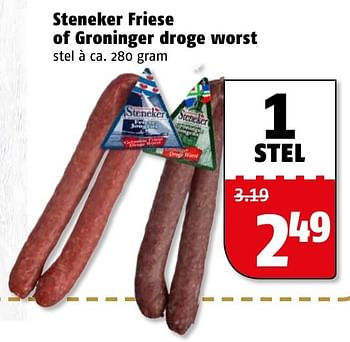 Aanbiedingen Steneker friese of groninger droge worst - Huismerk Poiesz - Geldig van 27/12/2016 tot 31/12/2016 bij Poiesz