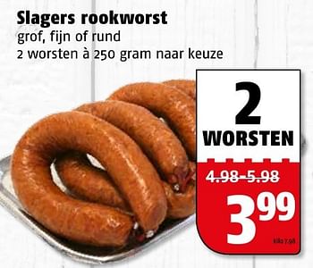 Aanbiedingen Slagers rookworst grof, fijn of rund - Huismerk Poiesz - Geldig van 27/12/2016 tot 31/12/2016 bij Poiesz
