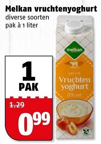 Aanbiedingen Melkan vruchtenyoghurt - Melkan - Geldig van 27/12/2016 tot 31/12/2016 bij Poiesz
