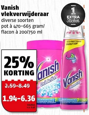 Aanbiedingen Vanish vlekverwijderaar - Vanish - Geldig van 27/12/2016 tot 31/12/2016 bij Poiesz