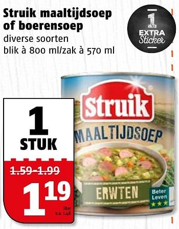Aanbiedingen Struik maaltijdsoep of boerensoep - Struik - Geldig van 27/12/2016 tot 31/12/2016 bij Poiesz
