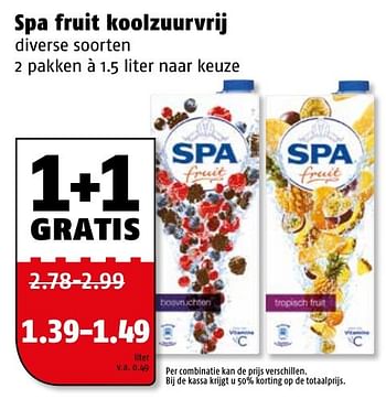 Aanbiedingen Spa fruit koolzuurvrij - Spa - Geldig van 27/12/2016 tot 31/12/2016 bij Poiesz