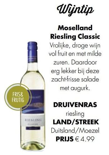 Aanbiedingen Moselland riesling classic - Witte wijnen - Geldig van 13/12/2016 tot 31/12/2016 bij Albert Heijn